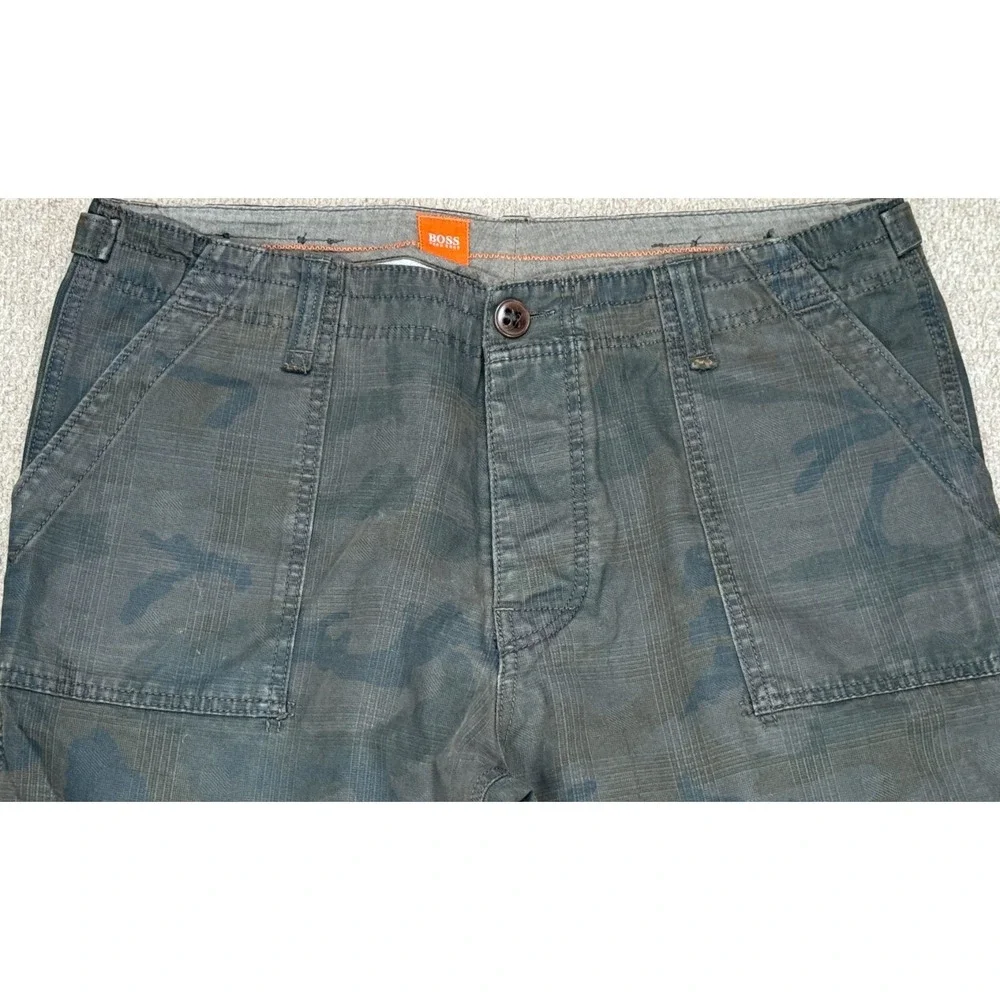 Hugo Boss Button Fly Slash Pockets Men's Camo Khaki Pants Size 36x33
